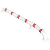 Truck pull in assist | hot-dip galvanized and white coatedwith red reflecting stripes | angled to the left side,total length: approx. 3000 mm